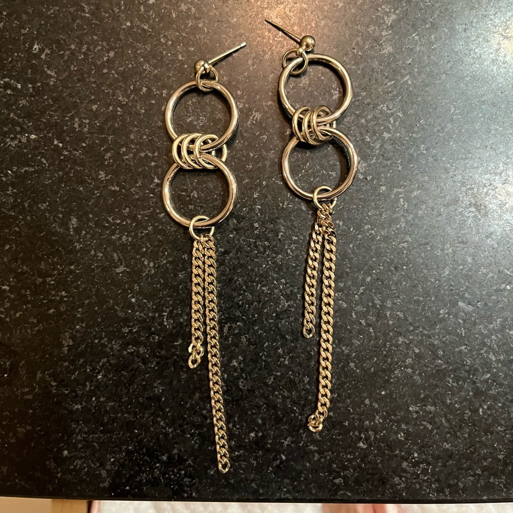 Silver and gold chain earrings